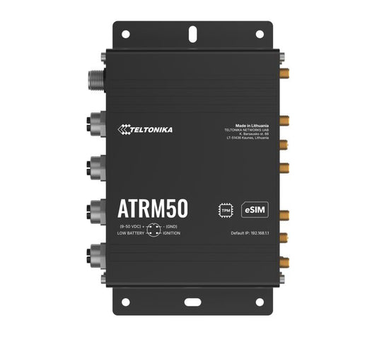 Teltonika ATRM50 5G Router for Transportation, Ultra-High Cellular Speeds, M12 CONNECTORS, DUAL SIM & eSIM, EN 45545-2 and EN 50155, PSU not included ATRM50