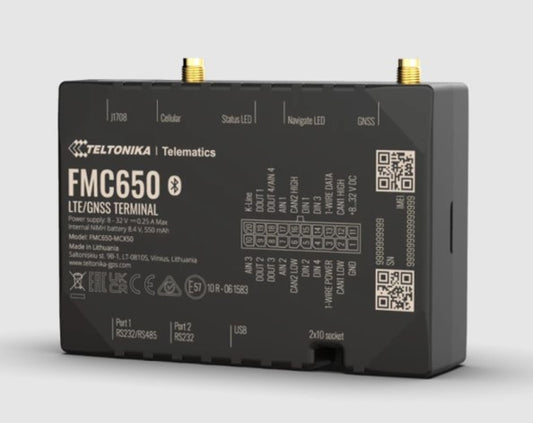 Teltonika 4G LTE Cat 1 Tracker for Advanced Applications with High Capacity Backup Battery and External Antennas FMC6508TFE01