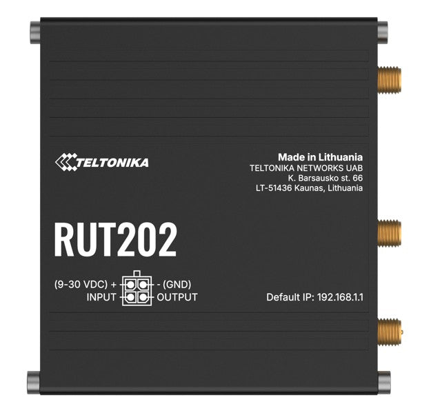 Teltonika RUT202 Dual Sim Industrial LTE Cat 4 Router, Automatic Failover, Dual Ethernet Ports and LTE + Wi-Fi Support, PSU included RUT202AAEAA0