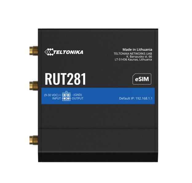 Teltonika RUT281 COMPACT GLOBAL LTE CAT 4 ROUTER, Telit, SIM & eSIM, AUTOMATIC FAILOVER, 2 x RJ45 Ports, PSU included RUT281004000