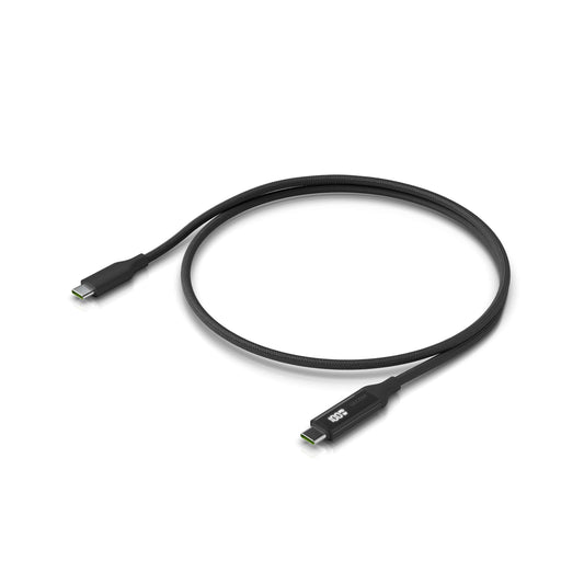 Ubiquiti USB-C Cable with Charge Display, Length 1M, Black, Braided Power & Data Cable With A Double-sided Charge Display, 100W Max Power Output UACC-Cable-USB-100W-1M-BK