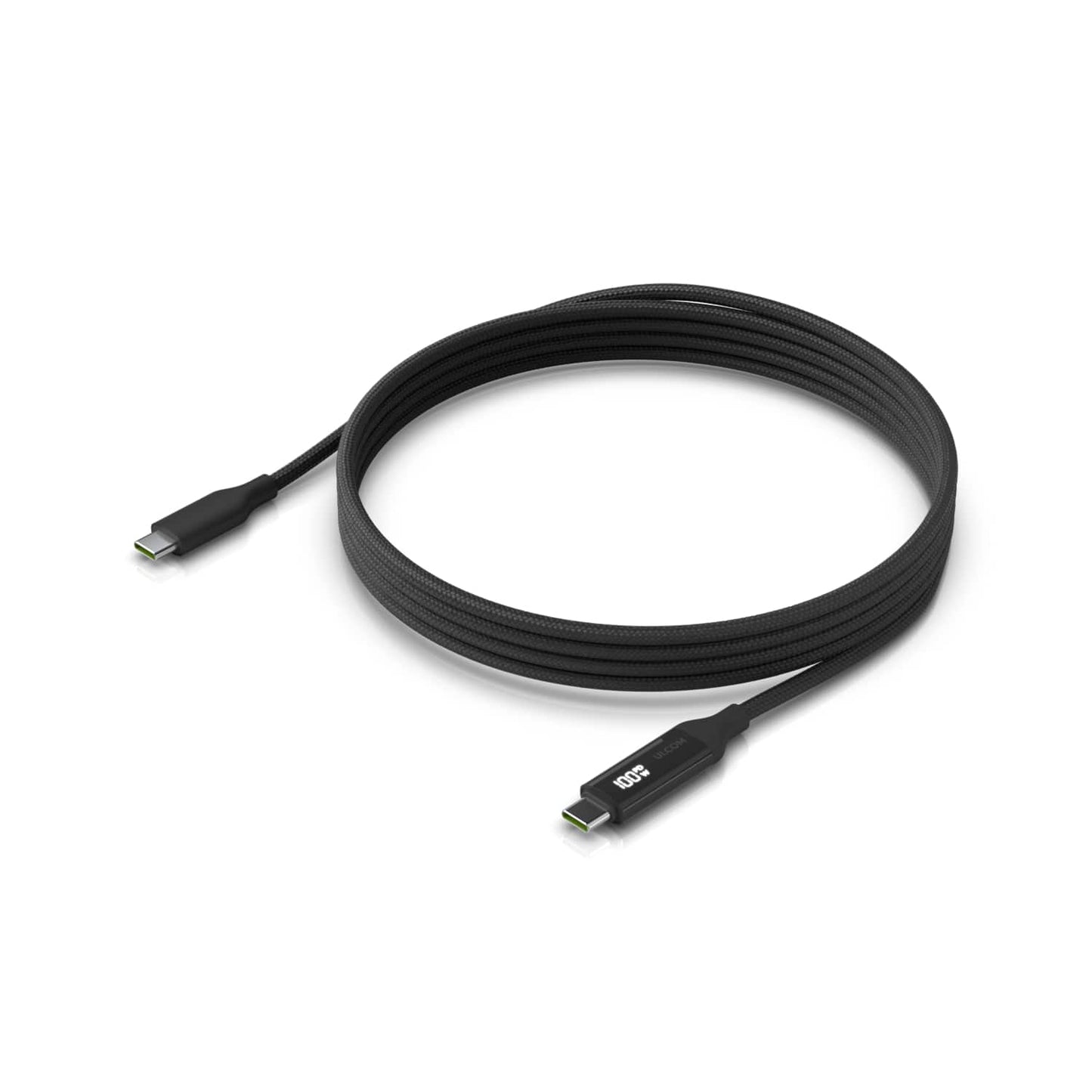 Ubiquiti USB-C Cable with Charge Display, Length 2M, Black, Braided Power & Data Cable With A Double-sided Charge Display, 100W Max Power Output UACC-Cable-USB-100W-2M-BK