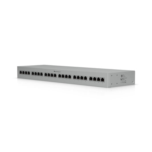 Ubiquiti Ethernet Surge Protection, Rack-mount Indoor Panel Supports Up To 10 GbE, PoE++, 20kA Surge Discharge/Port, 24-port Integrated, 1U Rack-mount UACC-ETH-SP-Panel-24