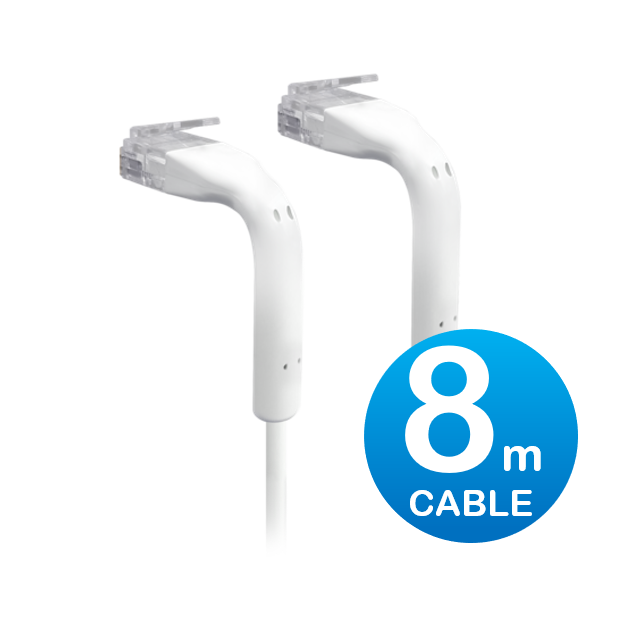 UniFi Patch Cable 8m White, Both End Bendable to 90 Degree, RJ45 Ethernet Cable, Cat6, Ultra-Thin 3mm Diameter U-Cable-Patch-8M-RJ45 U-CABLE-PATCH-8M-RJ45