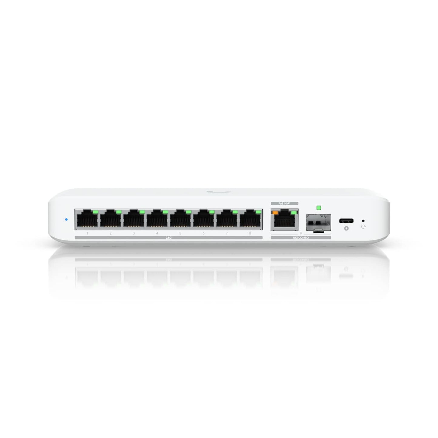 Ubiquiti Flex 2.5G, Flexible, 8-port 2.5 GbE Switch, 10 GbE RJ45/SFP+ Combination Uplink Port, Powered With USB-C (Included)/PoE+ adapter ( Not Included) USW-Flex-2.5G-8