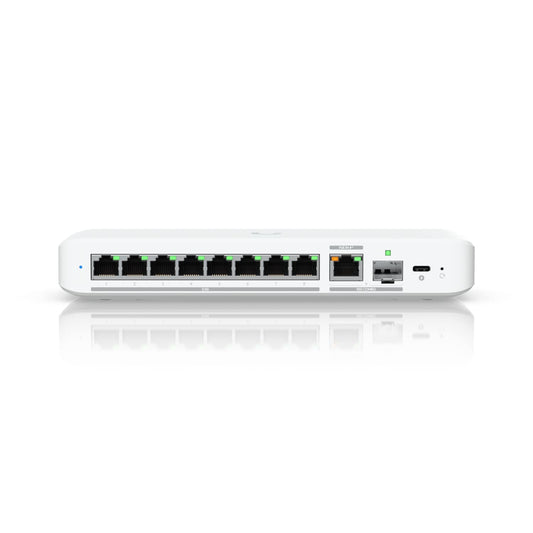 Ubiquiti Flex 2.5G, Flexible, 8-port 2.5 GbE Switch, 10 GbE RJ45/SFP+ Combination Uplink Port, Powered With USB-C (Included)/PoE+ adapter ( Not Included) USW-Flex-2.5G-8