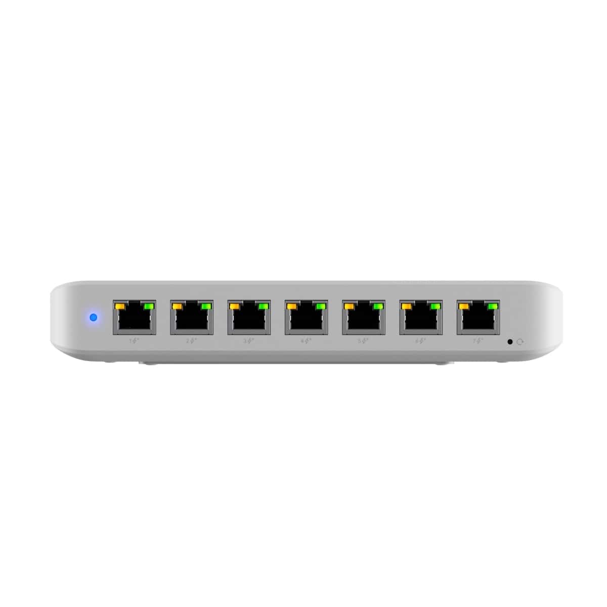 Ubiquiti Ultra 60W, Compact 8-port Layer 2 GbE PoE Switch, Versatile Mounting, 7 GbE PoE+ Output ports, 1 GbE Port, Includes PSU, 2Yr Warr USW-Ultra-60W