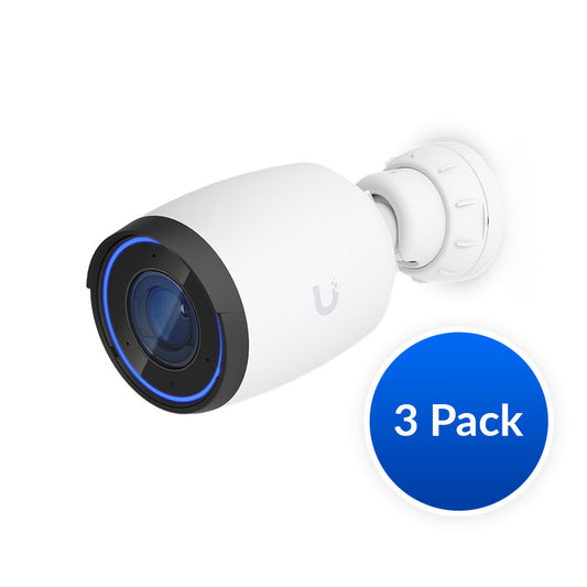 Ubiquiti AI Professional UniFi Protect Indoor/Outdoor 4K PoE Camera, White, 3 Pack - OEM, Waterproof IP65, PoE+ Power, Max Power 11W, GbE RJ45 Port,  NHU-UVC-AI-PRO-W-3