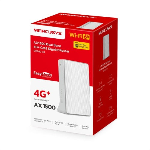Mercusys MB260-4G 4G+ Cat6 AX1500 Wireless Dual Band Gigabit Router MB260-4G