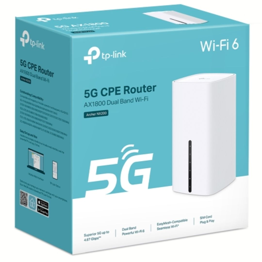 TP-Link Archer NX200 5G AX1800 Wireless Dual-Band Gigabit Router, 1201 Mbps at 5 GHz + 574 Mbps at 2.4 GHz, 5G NR 4.67Gbps/1.25Gbps, LTE support Cat 1 Archer NX200