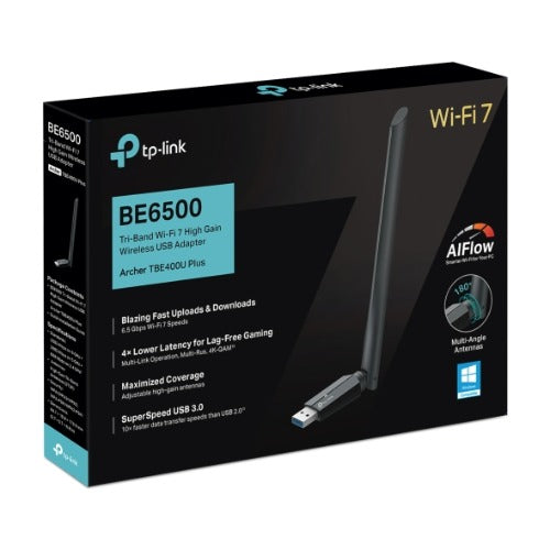 TP-Link Archer TBE400U Plus BE6500 Tri-Band Wi-Fi 7 High Gain Wireless USB Adapter Archer TBE400U Plus