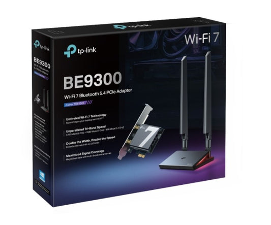 TP-Link Archer TBE550E BE9300 Wi-Fi 7 Bluetooth 5.4 PCIe Adapter, 6GHz@5760 Mbps, 5GHz@2880 Mbps, 2.4GHz@688 Mbps (wifi7) (NIC) Archer TBE550E