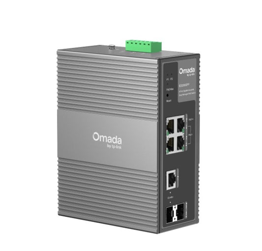 TP-Link IES206GPP Omada 6-Port Gigabit Industrial Easy Managed Switch with 3-Port PoE+ and 1-Port PoE++, Up to 240 W PoE Budget with 2x PoE++ and 6x P IES206GPP