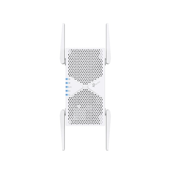 TP-Link RE405BE BE6500 Dual-Band Wi-Fi 7 Range Extender with BE6500 speeds, MLO, 160MHz, 4x antennas, EasyMesh, and 2.5G Ethernet port RE405BE