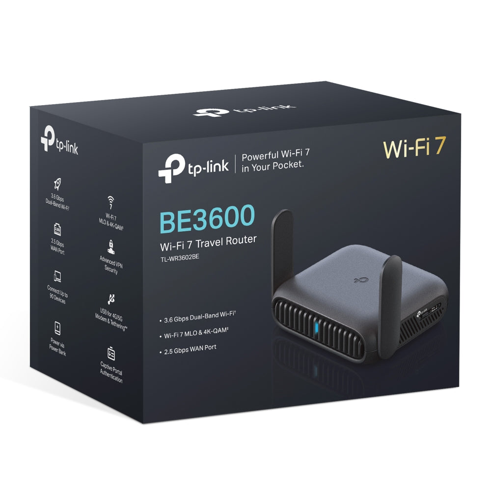 TP-Link TL-WR3602BE BE3600 Dual-Band Wi-Fi 7 Portable Travel Router, 2.5G Multi-Gig Connectivity TL-WR3602BE