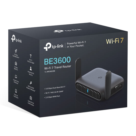 TP-Link TL-WR3602BE BE3600 Dual-Band Wi-Fi 7 Portable Travel Router, 2.5G Multi-Gig Connectivity TL-WR3602BE
