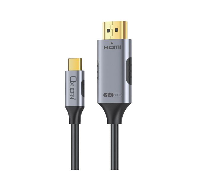 Oxhorn USB C to HDMI 2.0 1m cable 4K@60Hz Aluminum plugs black Support HDCP 1.4 HDCP 2.2 Thunderbolt 3/4 LPCM compatible Windows/Mac/Chromebooks CB-CH-401