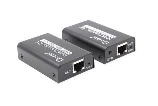 Oxhorn HDMI Extender over Ethernet 1080p HDCP 1.2 FHD up to 60m with PoE function alloy casing Black 2 year warranty H-EX-P02