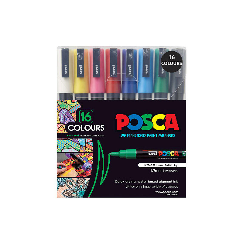 Posca PC-3M Fine Blt Asst Pk16  - PC3M16C