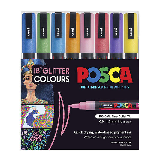 Posca PC-3M Paint Glitter Pk8  - PC3MGL8C