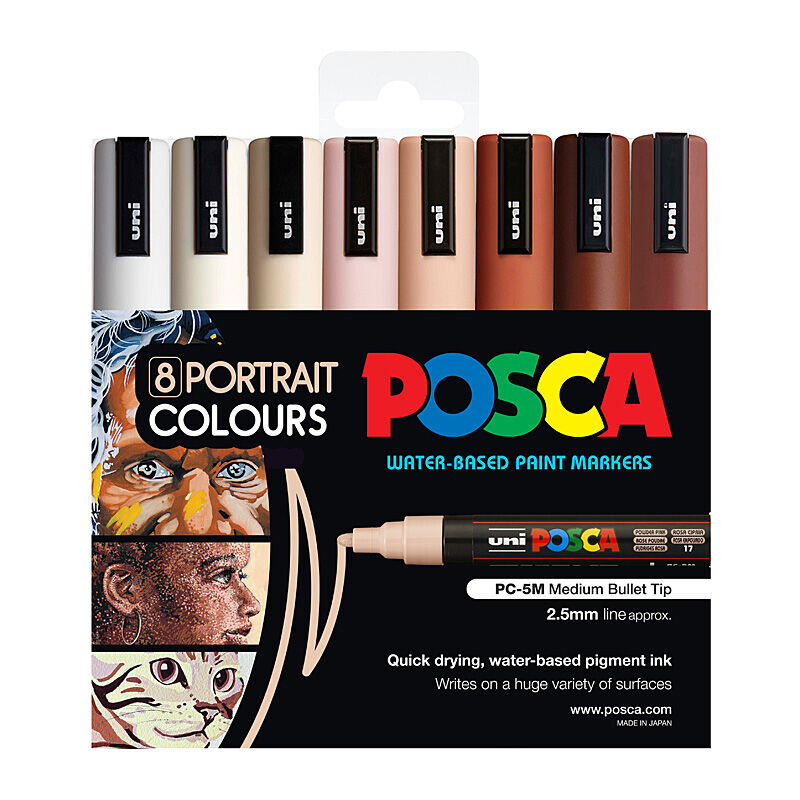 Posca PC-5M Med Portrait Pk8  - PC5MPORT8C