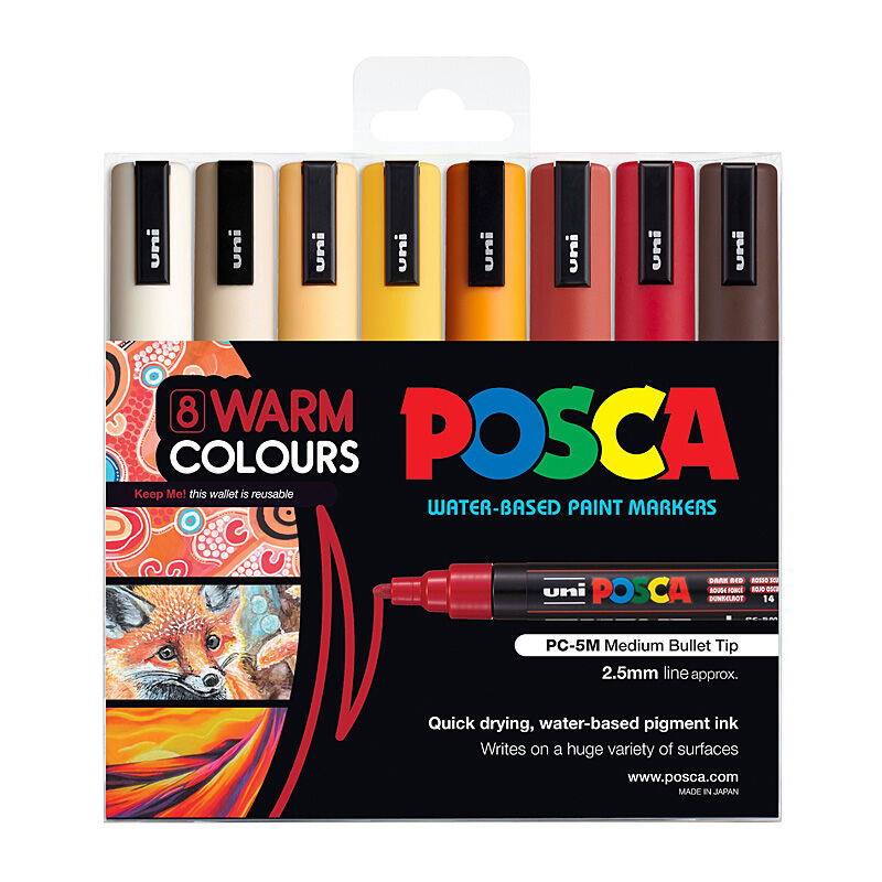Posca PC-5M Med Blt Warm Pk8  - PC5MWC8C