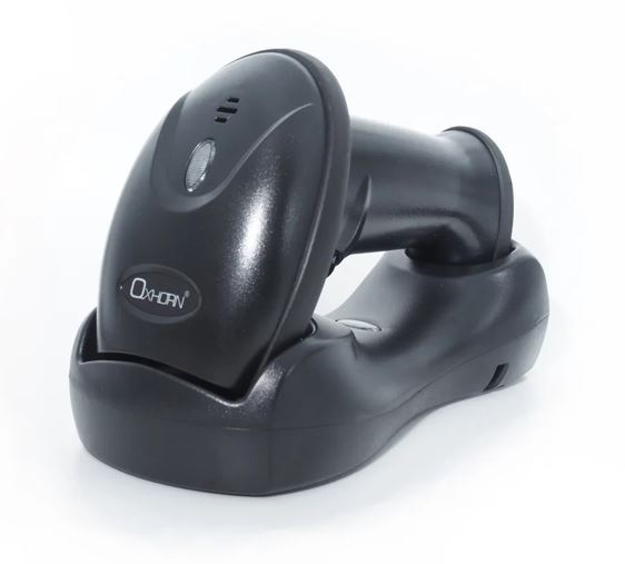 Oxhorn Wireless 2.4G Bluetooth 5.0 2D Barcode Scanner Commercial Grade USB Fast reliable Plug&Play 5V 1A Sensor Pixel rechargeable battery Black UB-D201
