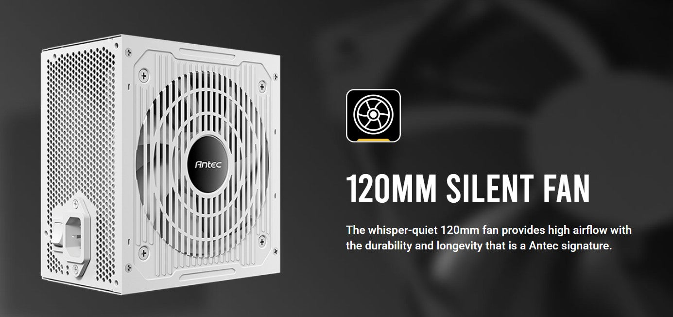 Antec CSK750DC White 80+ Bronze 4x PCIE 5.1, Continuous Power, DC to DC, Flat Cables. CircuitShield, Thermal, Reliable Value Power Supply 5yrs wty CSK750 DC White