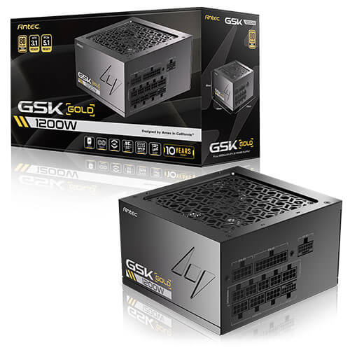 Antec GSK1200 AU, ATX 12V 3.1, 1200W, Full-Modular, 80 Plus Gold, 120mm FDB fan, 100-240V, OCP/OVP/UVP/SCP/OPP/OTP/SIP/NLO protection, 10yr wty GSK1200 AU
