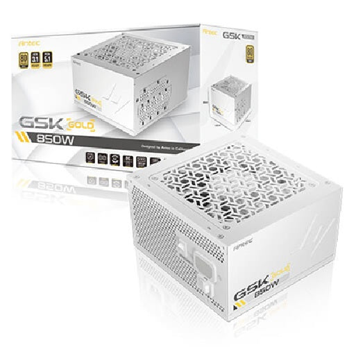 Antec GSK850 V2 WH 80+ Gold Fully Modular - WHITE, 850W, ATX 3.1, 140x150x86mm, 120mm fan, PCIE 5.1, 12VHPWR, OCP/OVP/UVP/SCP/OTP, 7Y warranty. GSK850 V2 White AU