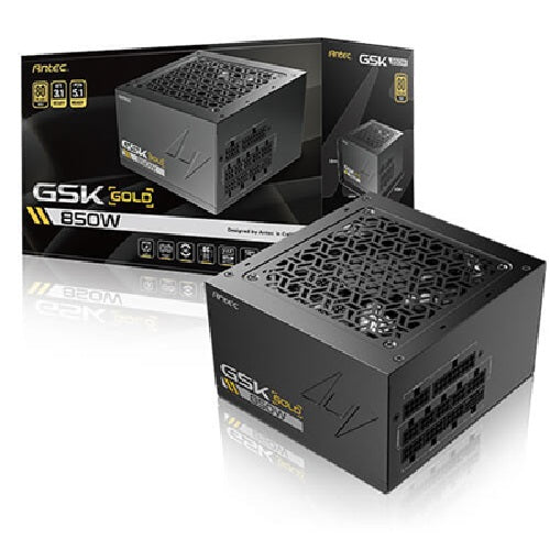 Antec GSK850 V2: ATX12V 3.1, 850W, Full-Modular, 80+ Gold, 120mm fan, 24-pin, 12V-2x6, 2xCPU, 4xPCI-E, 8xSATA, 4xMolex, 140x150x86mm, 10Y warranty GSK850 V2 AU