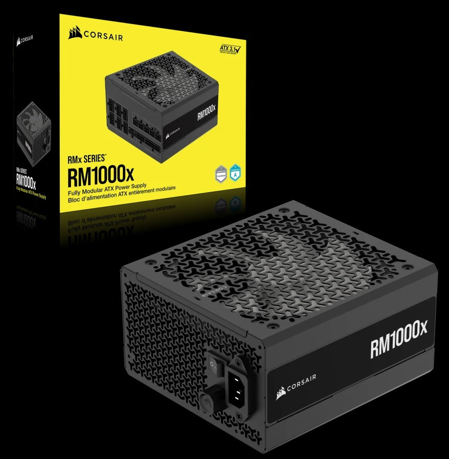 Corsair RMx Series RM1000x Fully Modular Power Supply (AU): 1000W, 80+ Gold, 4x PCIe, 12x SATA, 2x EPS, Zero RPM, ATX 3.1 CP-9020271-AU