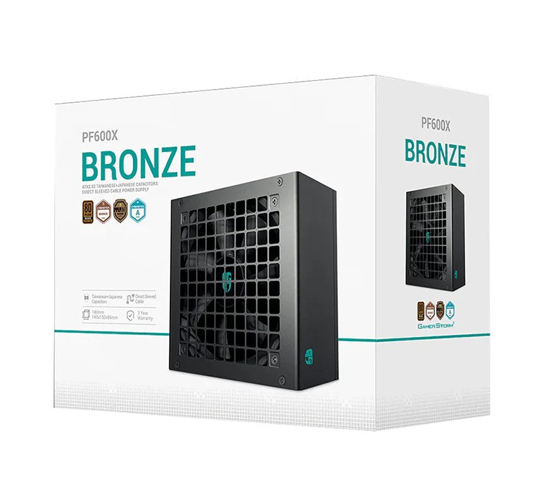 DeepCool PF600X 600W Gamer Storm 80+ Bronze/ Cybenetics ATX Power Supply 120mm Fan, Japanese & Taiwanese Capacitors, DC to DC, ATX12V V2.52 R-PF600X-HD0B-JGAU