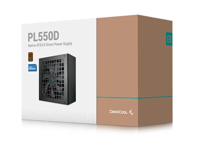 DeepCool PL550D 550W 80+ Bronze Certified Non-Modular ATX Power Supply(Direct Cable), 120mm Fan, DC to DC, ATX3.1, 100, 000 MTBF, 85% Efficiency R-PL550D-FC0B-AU-V2