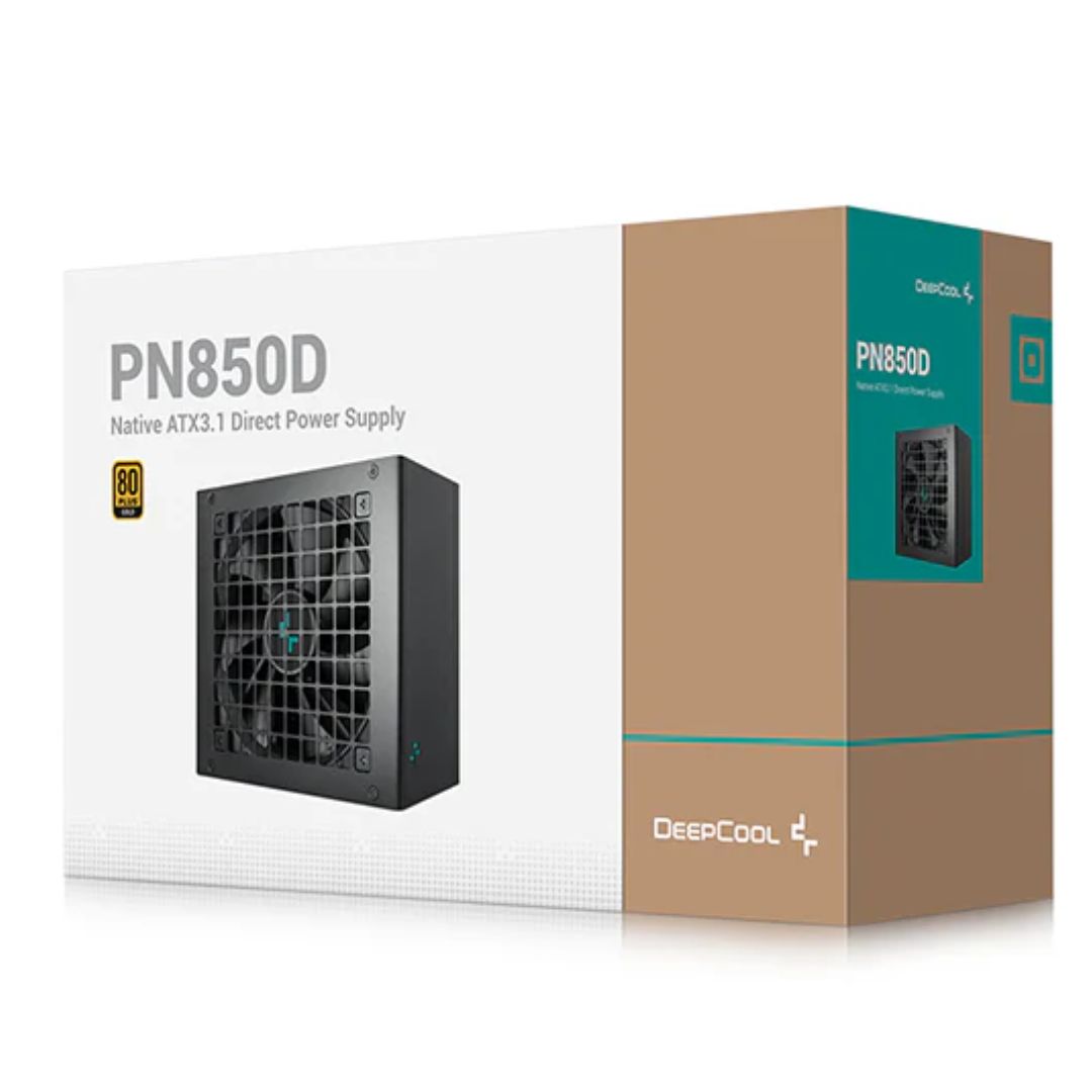 DeepCool PN850D 850W 80+ Gold Certified Non-Modular ATX Power Supply (Direct Cable), 120mm Fan, Japanese Capacitors, DC to DC, ATX12V V3.1, 100, 000 M R-PN850D-FC0B-AU-V2