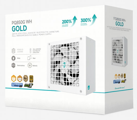 DeepCool PQ850G WH 850W Gamer Storm 80+ Gold/Cybenetics Fully Modular ATX Power Supply 120mm Fan, Japanese Capacitors, DC to DC, ATX12V V3.1,  R-PQ850G-FD1W-JGAU-V1