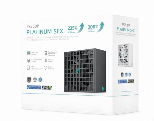 DeepCool PS750P 750W Gamer Storm SFX12V V4.1 & ATX12V V3.1M Full Japanese Electroyltic Capacitors, Cybenetics Platinum/PPLP 115V Platinum R-PS750P-FE0B-JGAU