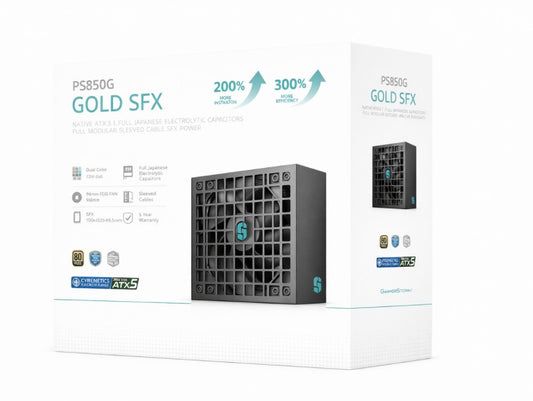 DeepCool PS850G 850W Gamer Storm SFX, Full Japanese Electrolytic Capacitors, Cybenetics Platinum /PPLP Gold, Fluid Dynamic Bearing R-PS850G-FE0B-JGAU