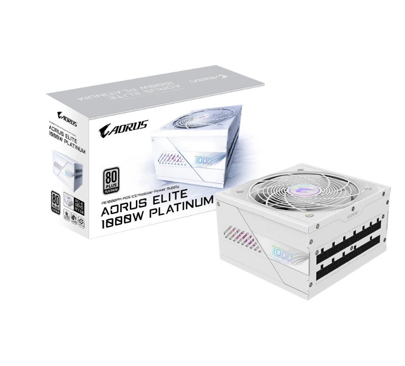 Gigabyte GP-AE1000PM PG5 ICE 1000W PSU Power Supply, ATX 60-50 Hz 1000W 120mm Fan 80 PLUS Platinum >100, 000 hours GP-AE1000PM PG5 ICE