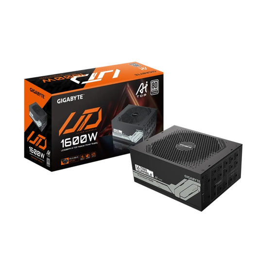 Gigabyte GP-UD1600PM PG5 AI TOP Power Supply, 1600W, ATX12V, 80 PLUS Platinum Fan, Type 140mm Double Ball Bearing fan >100, 000 hours, 3 years GP-UD1600PM PG5