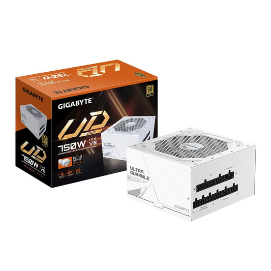 Gigabyte UD750GM ICE PG5 750W ATX PSU Power Supply 80+ Gold >90% Black Flat Cables Single +12V Rail Japanese >100K Hrs (NEW) GP-UD750GM PG5 ICE