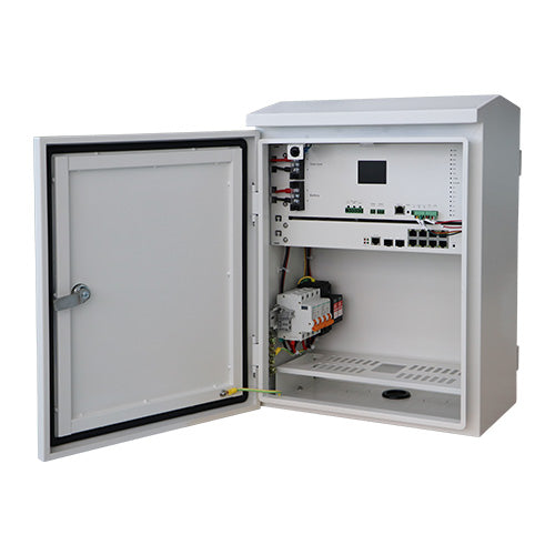 LDR Outdoor Smart Solar Box, IP55, *2.4 inch Screen*, Waterproof, Solar Power Input( <100VD), 2 PoE Port Up to 90W, 6 PoE Port Up to 30W, L2 Manage, White RCLDR-DB-QU3082SPG