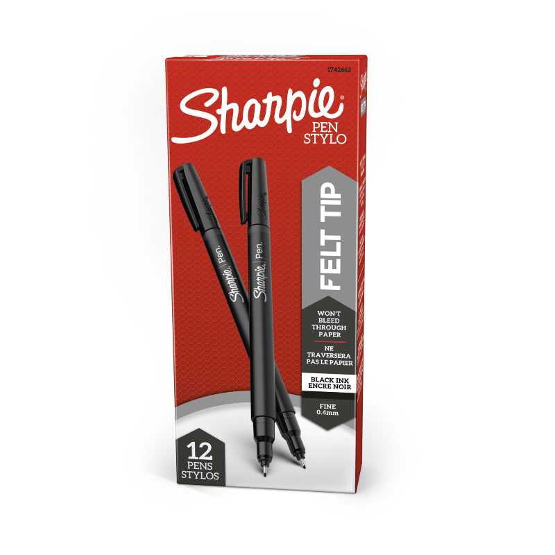 Sharpie Fineliner Pen Black Box of 12  - 1742663
