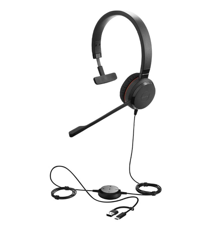 Jabra Evolve 30 II, USB C/A Mono MS Headset, Great calls and music, Plug-and-play connectivity, Manage calls easily, Flexible connectivity via 3.5 mm 5393-823-369