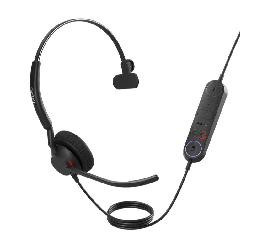 Jabra Engage 40 (Inline Link) MS Teams Mono USB-C/A Corded Headsets, Lightweight & sturdy, Double the mic, Busylight, Hearing Protection Audio Quality 4093-413-269