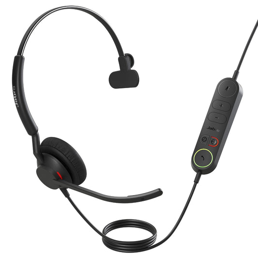 Jabra Engage 40 (Inline Link) UC Mono USB-C/A Corded Headsets, Lightweight & sturdy, Double the mic, Busylight, Hearing Protection Audio Quality 4093-419-269