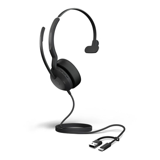 Jabra Evolve2 50, USB C/A MS Mono Headset, Bluetooth, 4 microphones, Active Noise Cancellation, Busylight, Call management, Air Comfort technology 25089-899-799
