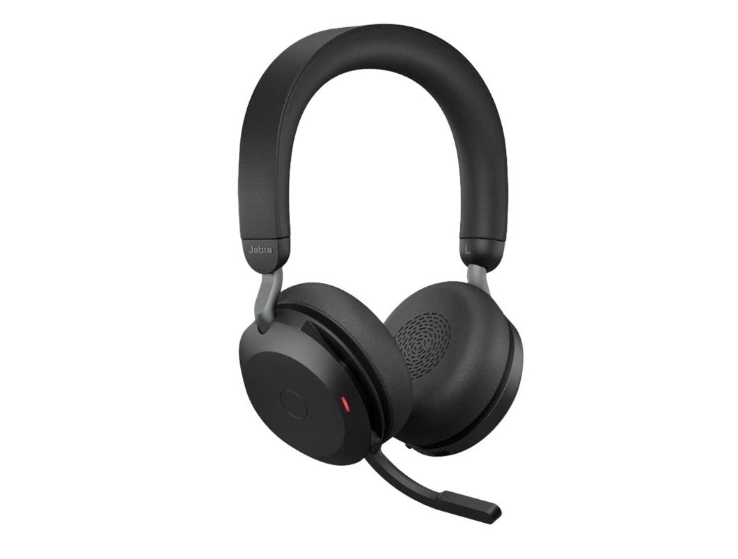 Jabra Evolve2 75 USB-C Link380a MS Stereo Black, 8-Mic Technology, 36 Hours Battery & Fast Charge, Dual-Foam Tech, Discreet Hide-Away Boom Arm 27599-999-899
