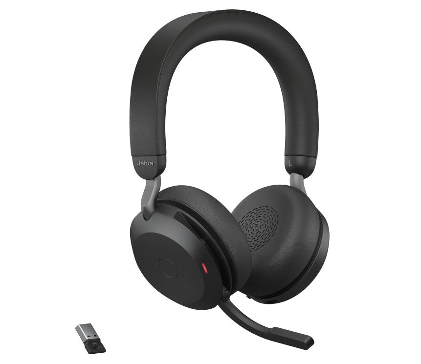 Jabra Evolve2 75 USB-C Link380a UC Stereo Black, 8-Mic Technology, 36 Hours Battery & Fast Charge, Dual-Foam Tech, Discreet Hide-Away Boom Arm 27599-989-899