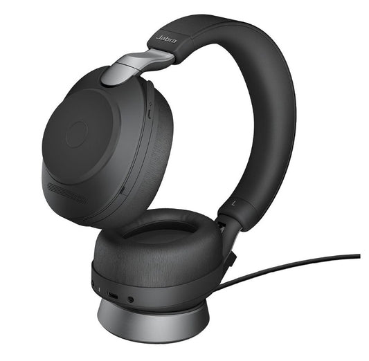 Jabra Evolve2 85 UC Stereo Black Link 380 USB-A and Charging Stand USB-A ANC Bluetooth Headset, 10-Microphone Technology, Digital Hybrid ANC 28599-989-899